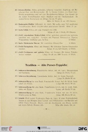 Textilien – Alte Perser-Teppiche (Nr. 474-498)