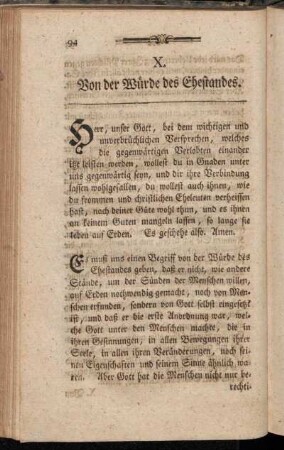 X. Von der Würde des Ehestandes.