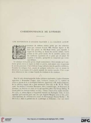 5. Pér. 7.1923: Une exposition d'anciens maîtres à la galerie Agnew : correspondance de Londres
