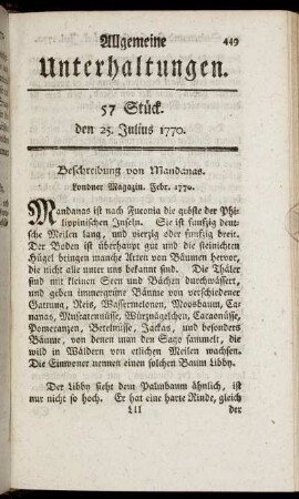 57 Stück. den 25. Julius 1770.