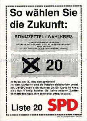 Flugblatt der SPD zur Volkskammerwahl am 18. März 1990in der DDR