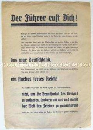Propagandaflugblatt zur "Reichstagswahl" 1936