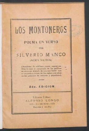 Los montoneros : poema en verso