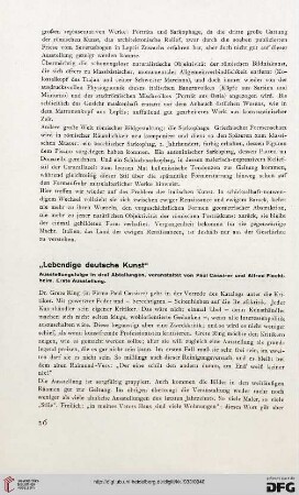"Lebendige deutsche Kunst", [1]: Ausstellungsfolge in drei Abteilungen, veranstaltet von Paul Cassirer und Alfred Flechtheim, Erste Ausstellung