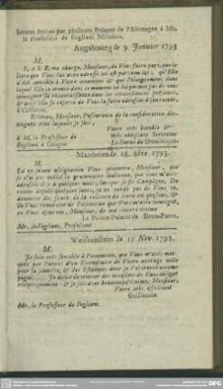 Lettres écrites par le plusieurs Princes de l'Alemagne à Mr. le Professeur de Fogliani Milanais