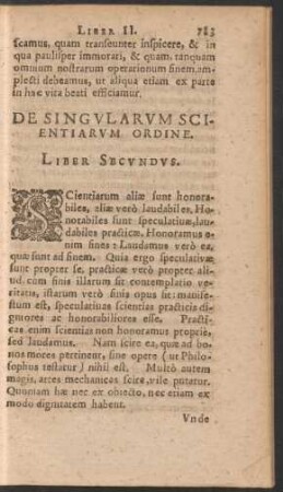 De Singularum Scientiarum Ordine. Liber Secundus.