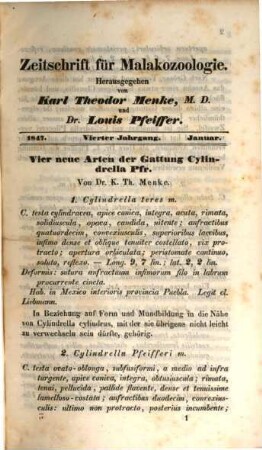 Zeitschrift für Malakozoologie, 4. 1847
