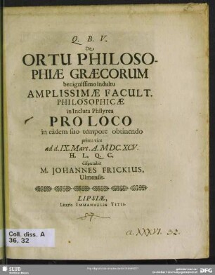 De ortu philosophiae Graecorum