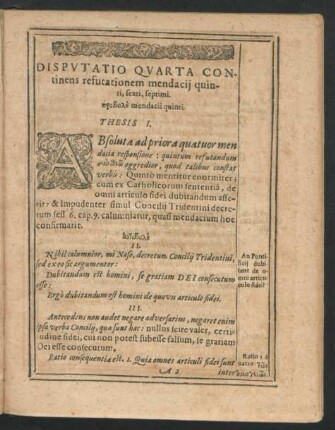 Disputatio Quarta Continens refutatinem mendacii quinti, sexti, septimi .