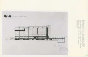 Warenhaus-Einkaufszentrum, Berlin-Mitte (Diplomarbeit bei Bernhard Hermkes): Ansicht von Süden 1:200