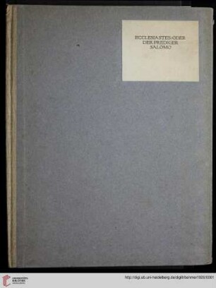 Ecclesiastes oder Der Prediger Salomo