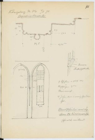 Augustinerkirche, Königsberg/Neumark: Innenansicht, Details (aus: Skizzen- und Fotoalbum 12)