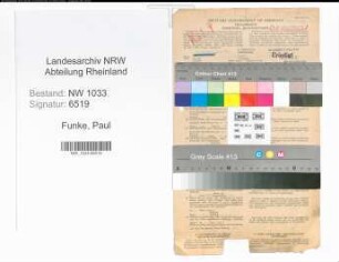 Entnazifizierung Paul Funke , geb. 05.12.1894 (Polizeibeamter)