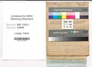 Entnazifizierung Hans Lange, geb. 03.08.1903 (Kaufm.Angestellter)