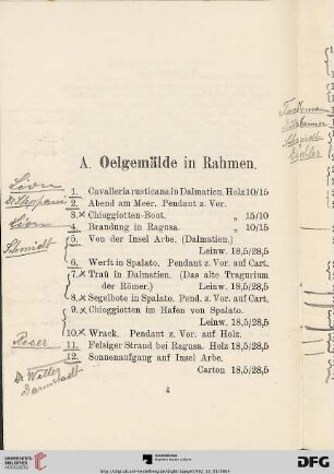 A. Oelgemälde im Rahmen (Nr. 1-214)