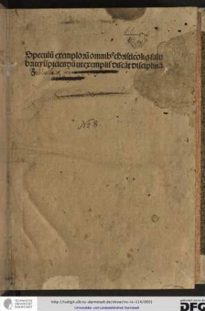 Speculum exemplorum omnibus Christicolis salubriter inspiciendum ut exemplis discant disciplinam.