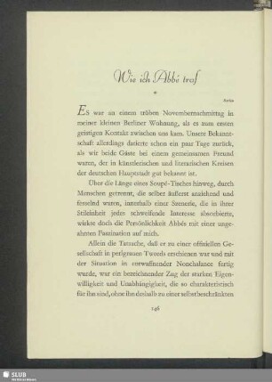 Wie ich Abbé traf