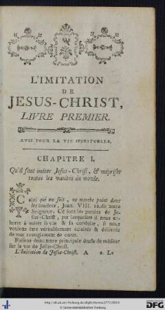 Livre Premier. Avis Pour La Vie Spirituelle.