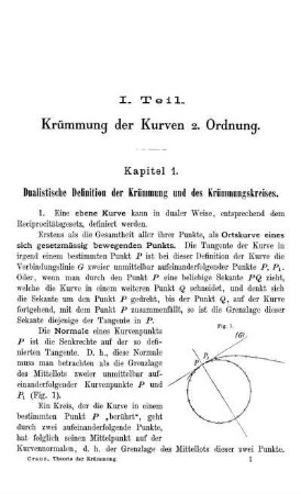 I. Teil. Krümmung der Kurven 2. Ordnung.