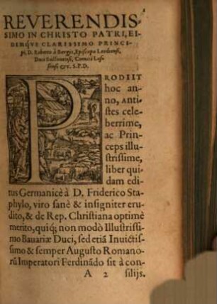 Apologia D. Friderici Staphyli, recens aucta et recognita : de vero Germanoque, Scripturae Sacrae intellectu ...