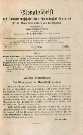 No 12. Dezember. 1865.