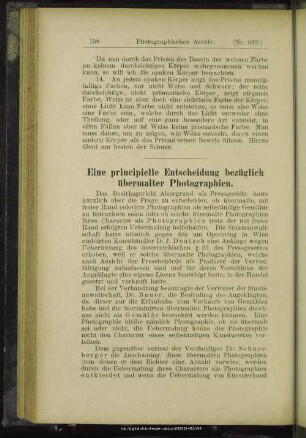 Eine principielle Entscheidung bezüglich übermalter Photographien