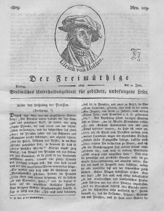 Nro. 109., Freitag, den 2. Juni 1809