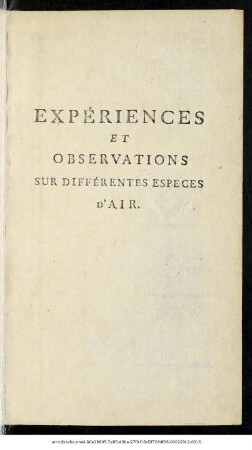 Experiences Et Observations Sur Différentes Especes D'Air