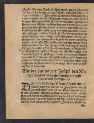 Wie der Landsherr Joseph den Miramschlach uberzog/ ihm sein landtschafft einnam/ unnd ihn köpffen ließ.