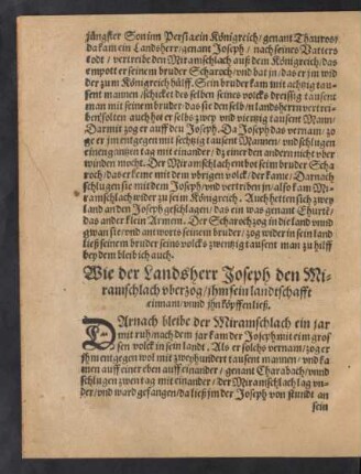 Wie der Landsherr Joseph den Miramschlach uberzog/ ihm sein landtschafft einnam/ unnd ihn köpffen ließ.
