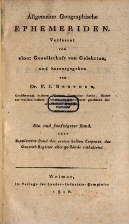 Allgemeine geographische Ephemeriden, 51. 1816