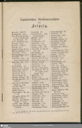 Alphabetisches Straßenverzeichnis von Leipzig
