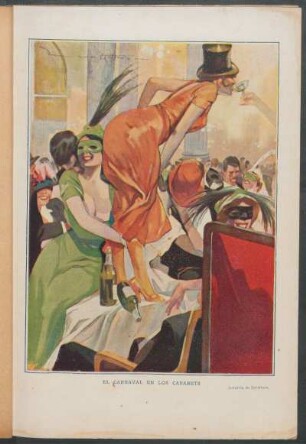 "El carnaval en los cabarets" - Acuarela de Zavattaro