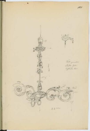 Klosterkirche, Neuzelle: Perspektivische Ansicht Leuchter (aus: Skizzen- und Fotoalbum 12)