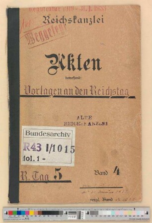 Vorlagen an den Reichstag: Bd. 4