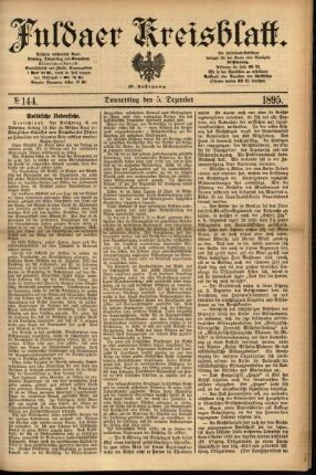 Erste Ausgabe vom Donnerstag, den 05. Dezember 1895.