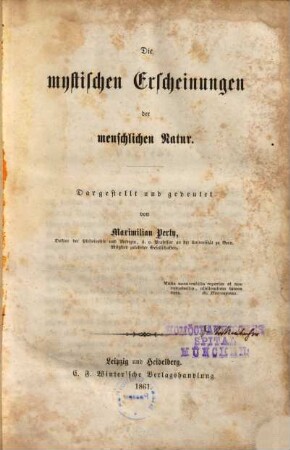 Die mystischen Erscheinungen der menschlichen Natur