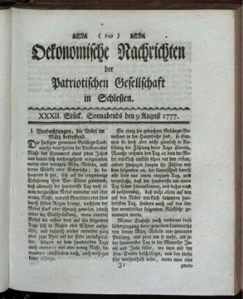 XXXII. Stück. Sonnabends den 9 August 1777.