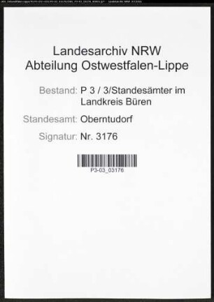 Heiratsregister Standesamt Oberntudorf
