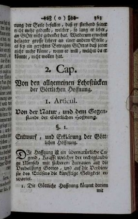 2. Cap. Von den allgemeinen Lehrstücken der Göttlichen Hoffnung.