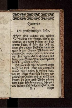 Vorrede an den großgünstigen Leser