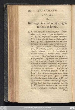 Cap. XI. De Iure regio in conferendis dignitatibus et bonis.