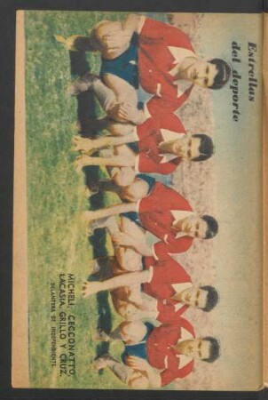 Micheli, Cecconatto, Lacasia, Grillo y Cruz, delantera de Independiente - [Fotografía] : Estrellas del deporte