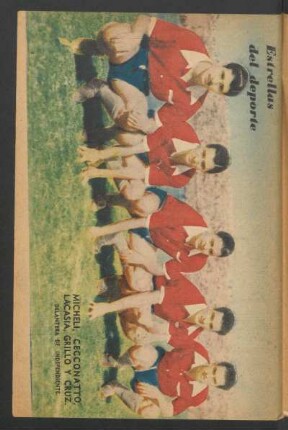 Micheli, Cecconatto, Lacasia, Grillo y Cruz, delantera de Independiente - [Fotografía] : Estrellas del deporte