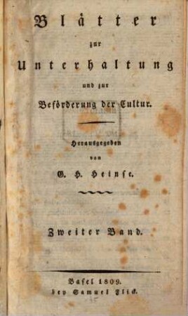 Blätter zur Unterhaltung und zur Beförderung der Cultur. 2, 2. 1809