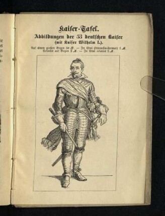 Kaiser-Tafel : Abbildungen der 53 deutschen Kaiser (mit Kaiser Wilhelm I)