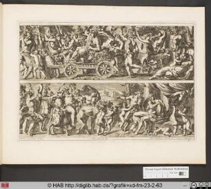 [Oben:] triomphe de Bacchus; [unten:] Silène ivre.