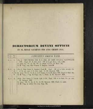 Directorium divini officii proanno Christi 1874