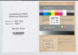 Entnazifizierung Erich Menzel, geb. 27.08.1898 (Heizer)