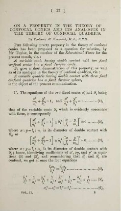 On a property in the theory of confocal conics and its analogue in the theory of confocal quadrics.